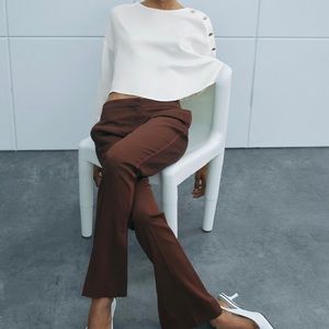 Zara Satin Effect Pajama Top Oyster White XL